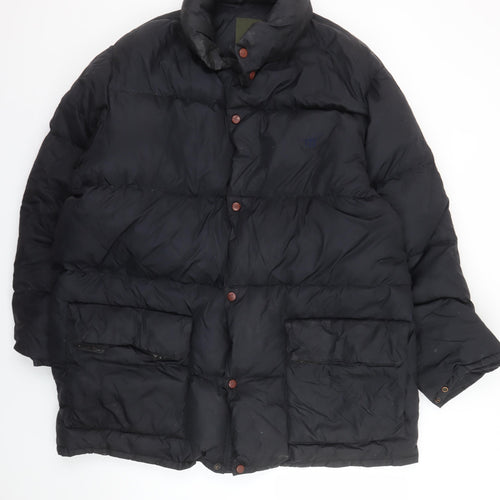 Henry Cotton's Men's Black Down Puffer Jacket Size 50 Regular Fit Winter Coat