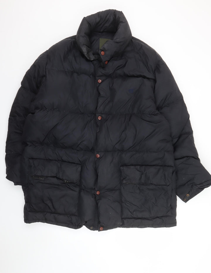 Henry Cotton's Men's Black Down Puffer Jacket Size 50 Regular Fit Winter Coat