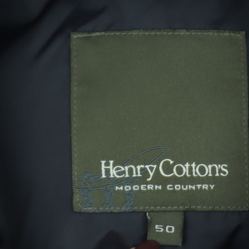 Henry Cotton's Men's Black Down Puffer Jacket Size 50 Regular Fit Winter Coat