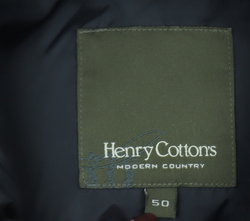 Henry Cotton's Men's Black Down Puffer Jacket Size 50 Regular Fit Winter Coat