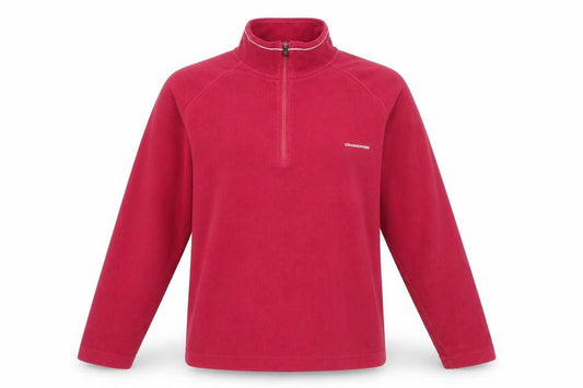 Front view of Craghoppers Women's Red Fleece 1/2 Zip Pullover Sweatshirt UK 8
