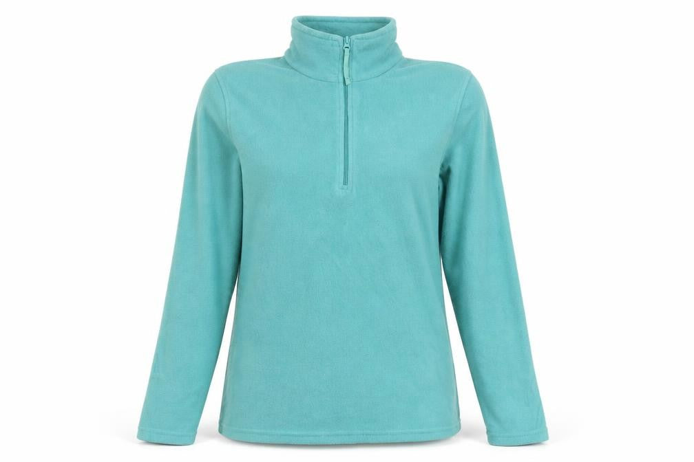 Front view of Mountain Warehouse Women’s Green Fleece Pullover 1/4 Zip Sweatshirt, size S