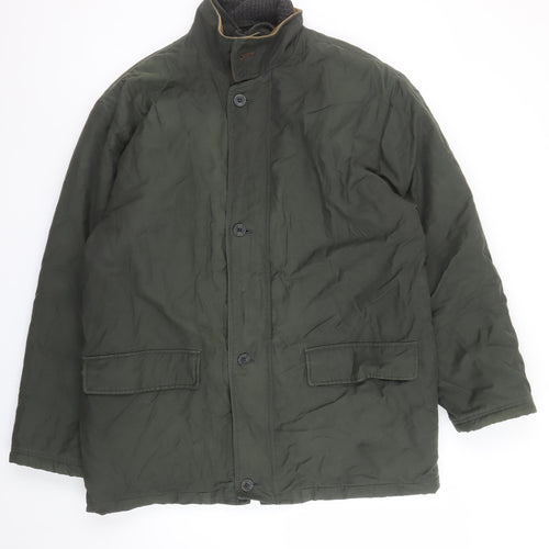 Wolsey Men's Green Mid-Length Overcoat M Cotton Nylon Lined