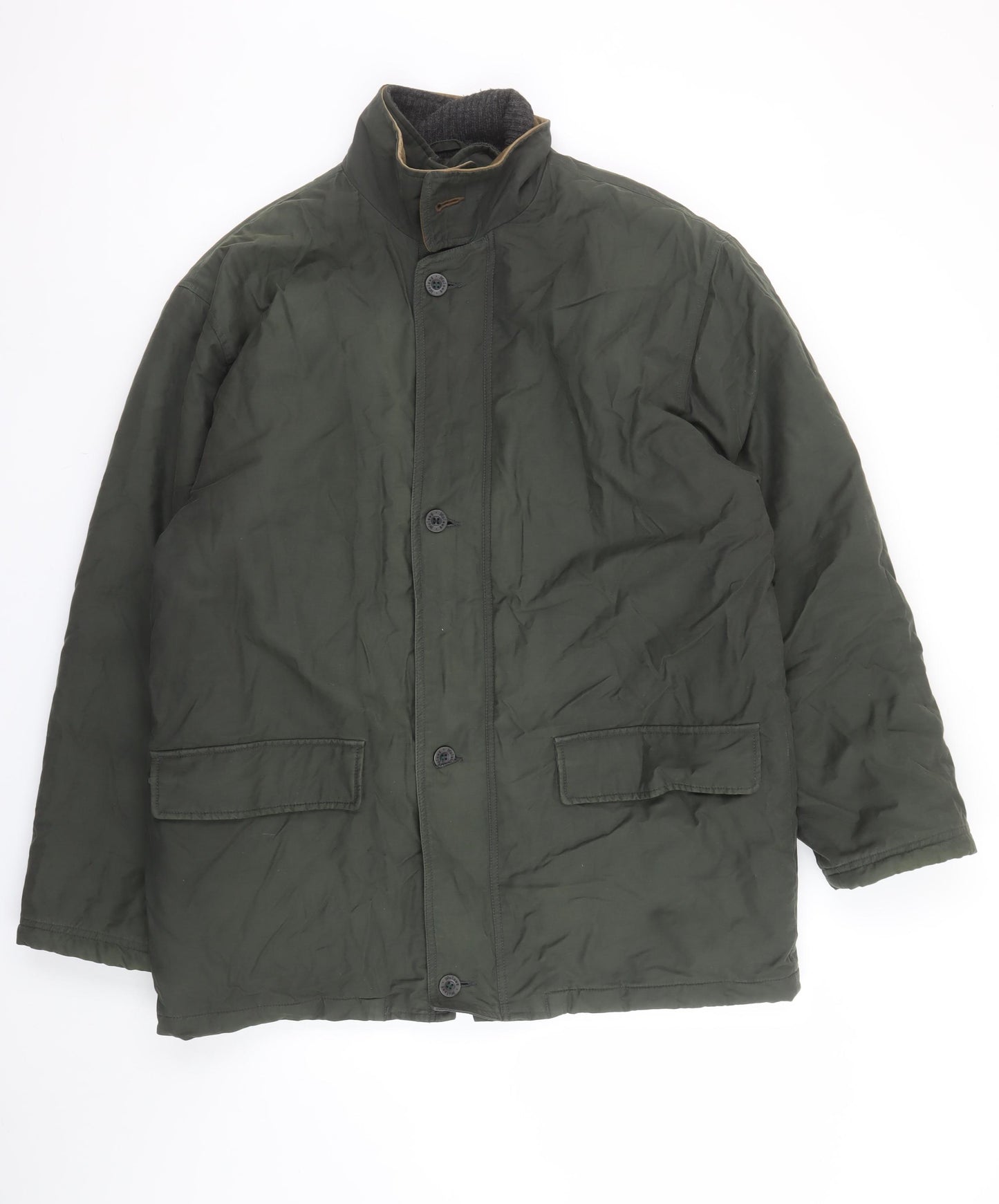 Wolsey Men's Green Mid-Length Overcoat M Cotton Nylon Lined