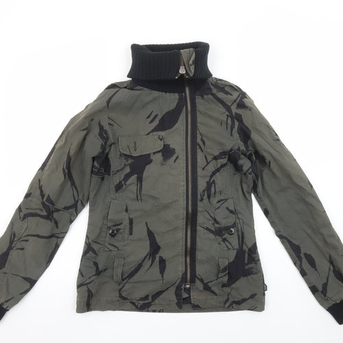 Addict Men's Green Camouflage XS Bomber Jacket Full Zip Cotton Blend