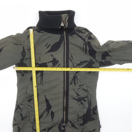 Addict Men's Green Camouflage XS Bomber Jacket Full Zip Cotton Blend