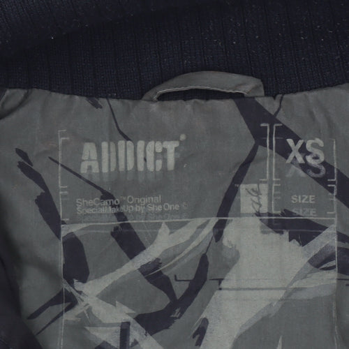 Addict Men's Green Camouflage XS Bomber Jacket Full Zip Cotton Blend
