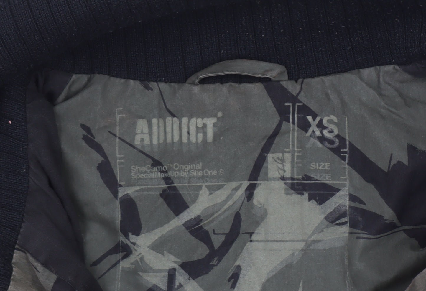 Addict Men's Green Camouflage XS Bomber Jacket Full Zip Cotton Blend