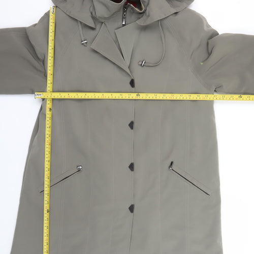 Jacques Vert Womens Grey Hooded Long Rain Coat Size M
