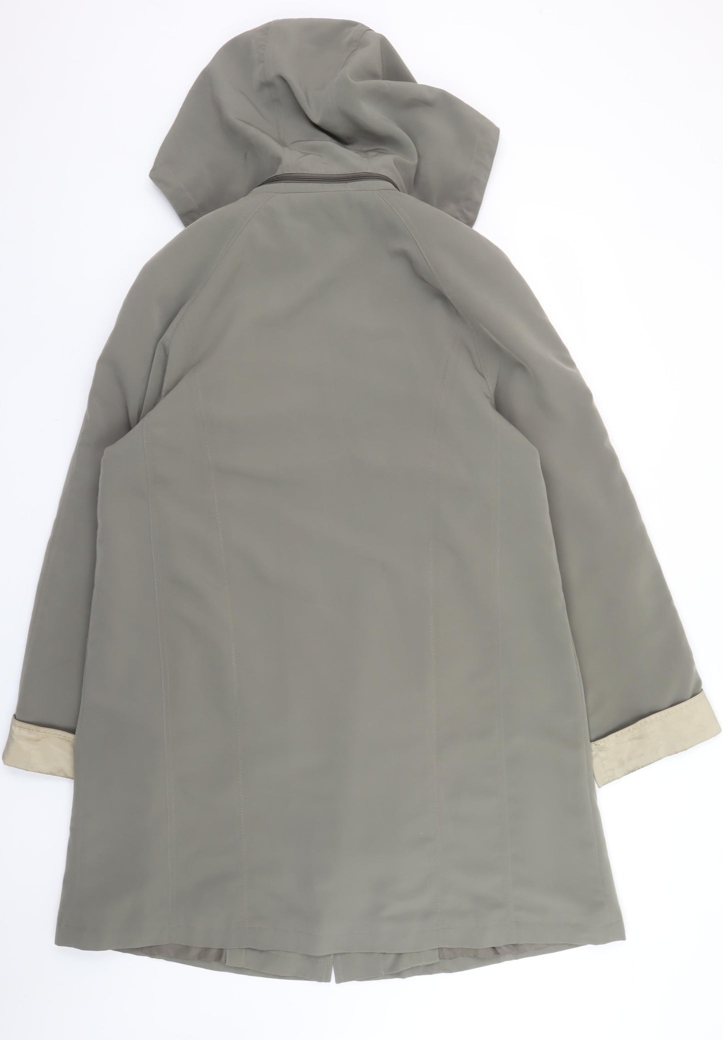 Jacques Vert Womens Grey Hooded Long Rain Coat Size M