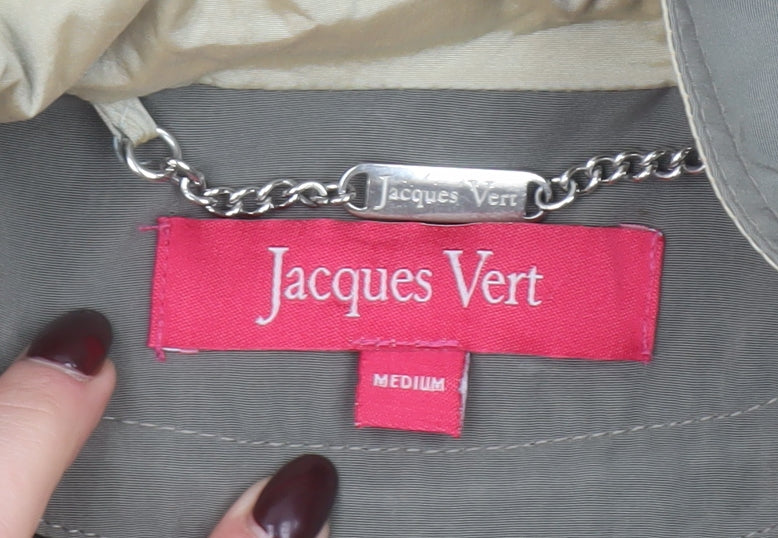 Jacques Vert Womens Grey Hooded Long Rain Coat Size M
