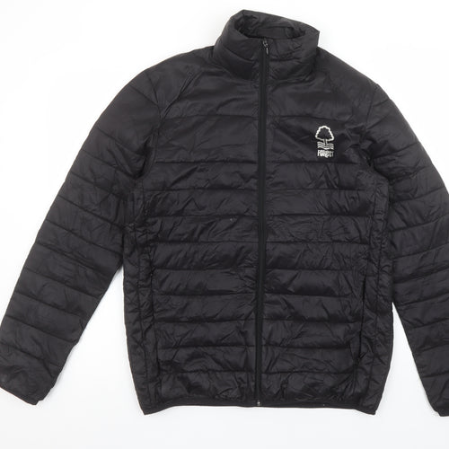 Forest Mens Black Puffer Jacket S Regular Fit Quilted Lightweight