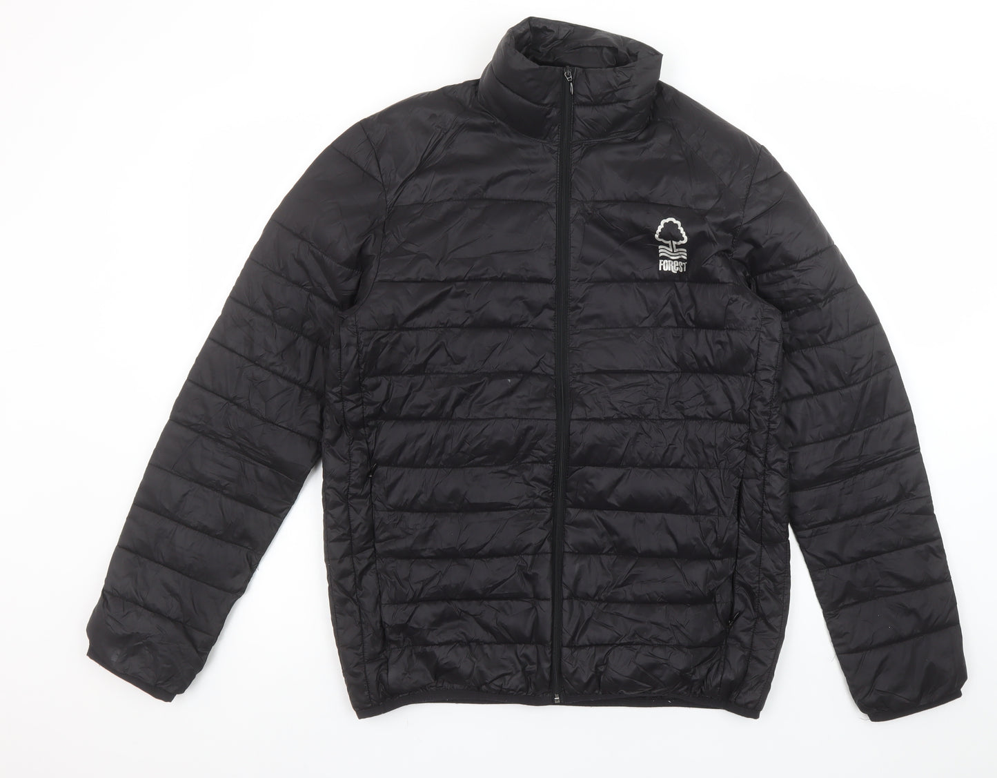 Forest Mens Black Puffer Jacket S Regular Fit Quilted Lightweight
