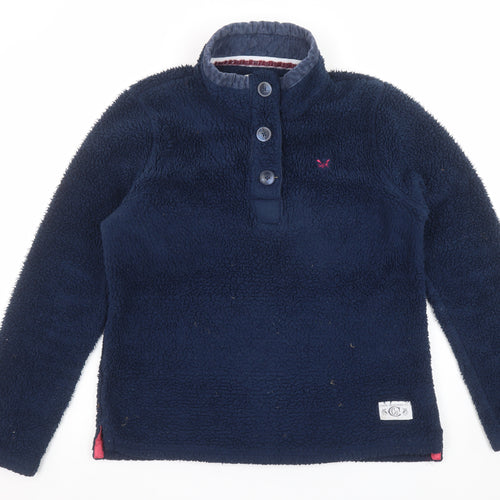 Crew Clothing Co Women Navy Blue Fleece Henley Sweatshirt Size 14