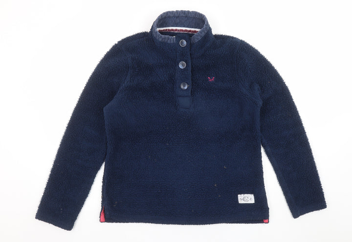 Crew Clothing Co Women Navy Blue Fleece Henley Sweatshirt Size 14