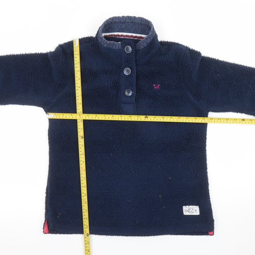 Crew Clothing Co Women Navy Blue Fleece Henley Sweatshirt Size 14