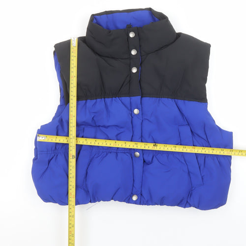 H&M Divided Women's Blue Padded Puffer Waistcoat Gilet Size L