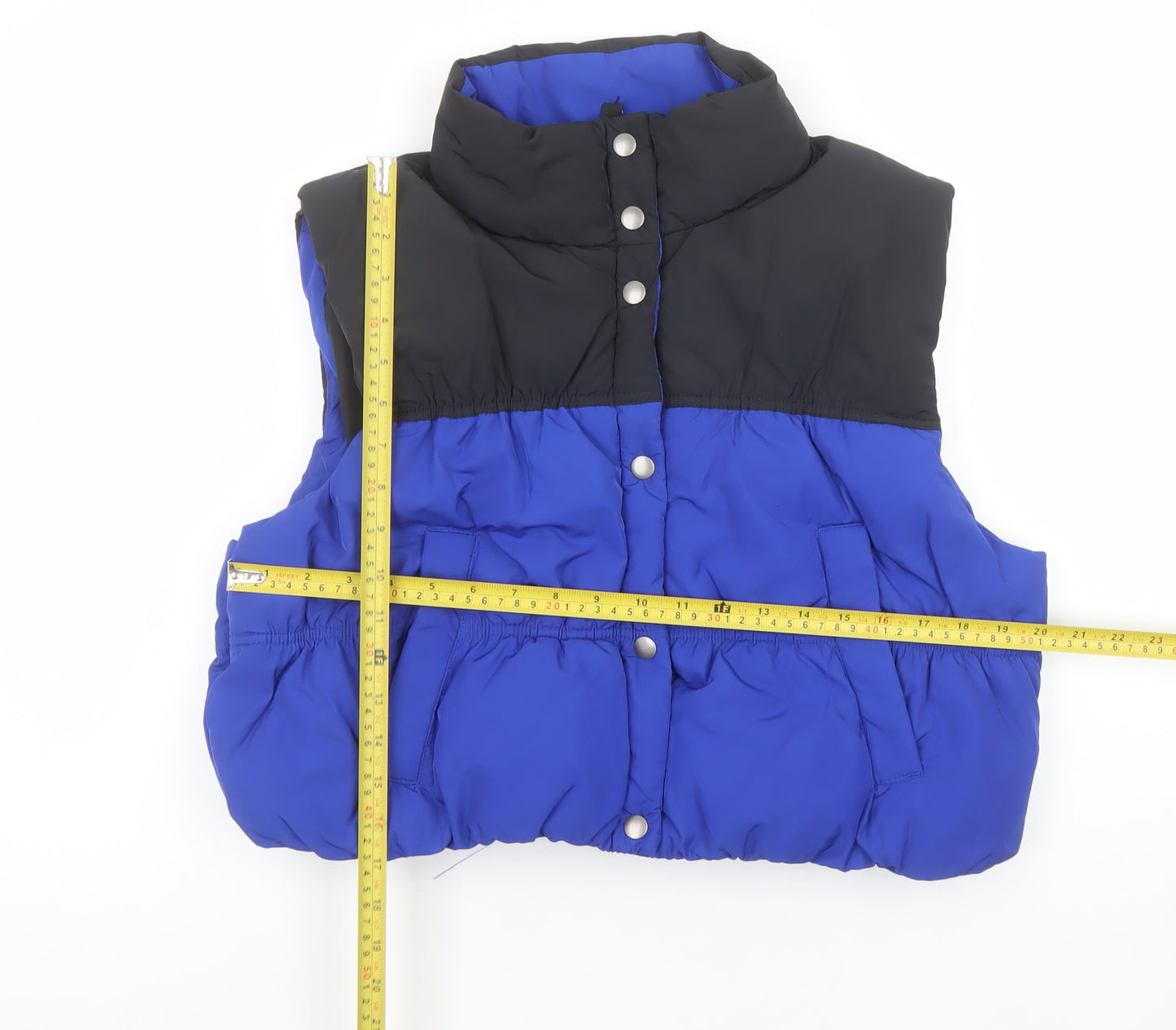 H&M Divided Women's Blue Padded Puffer Waistcoat Gilet Size L