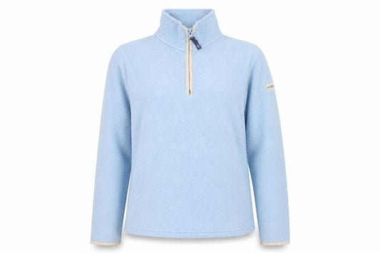 Front view of Weird Fish Women Blue 1/4 Zip Fleece Pullover Sweatshirt, size S