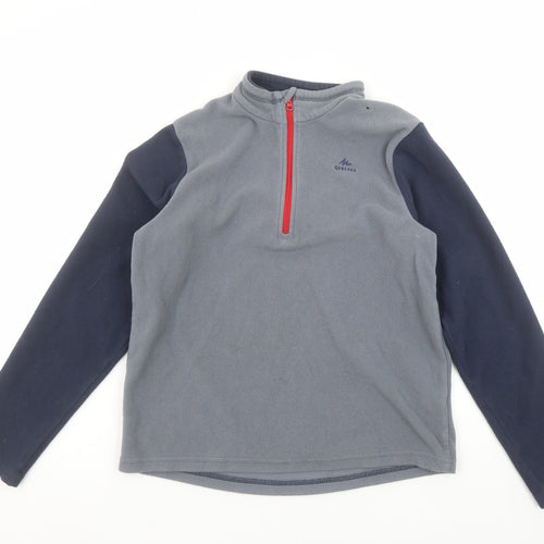 Quechua Boys Grey Fleece 1/4 Zip Pullover Sweatshirt 12-13 Years