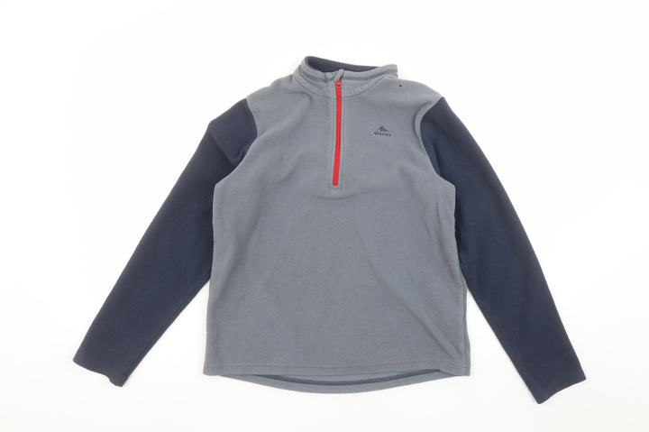 Quechua Boys Grey Fleece 1/4 Zip Pullover Sweatshirt 12-13 Years