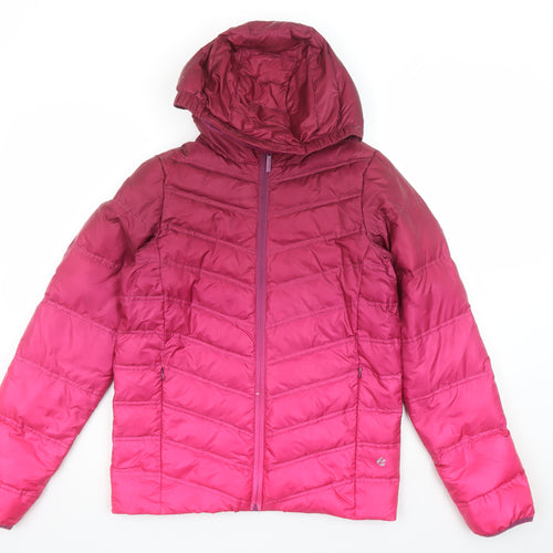 Zakti Girls Pink Hooded Down Puffer Jacket - 13 Years Winter Coat