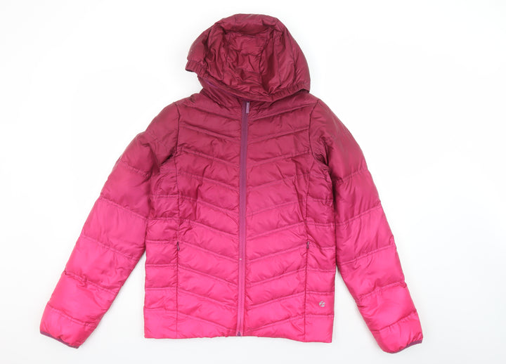 Zakti Girls Pink Hooded Down Puffer Jacket - 13 Years Winter Coat