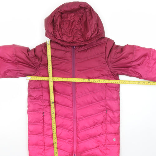 Zakti Girls Pink Hooded Down Puffer Jacket - 13 Years Winter Coat
