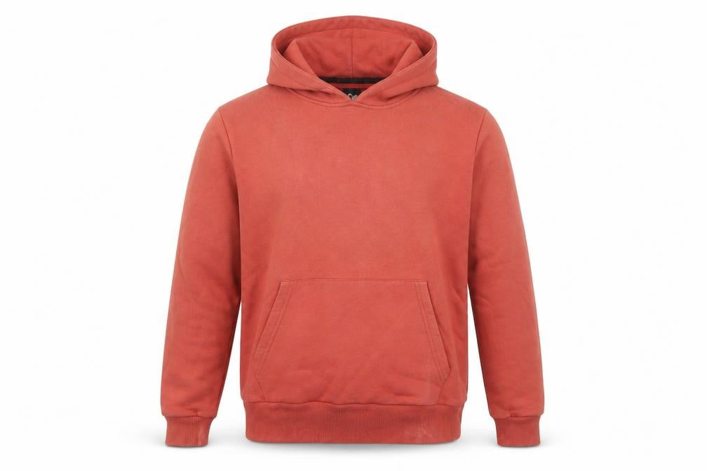Front view of Gray New York Men's Red Pullover Hoodie S Graphic Print Cotton Blend