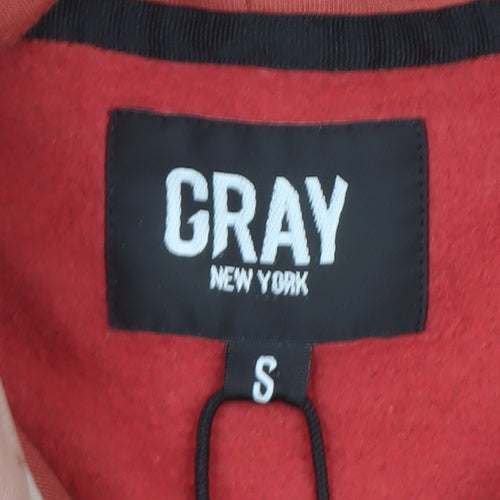 Gray New York Men's Red Pullover Hoodie S Graphic Print Cotton Blend