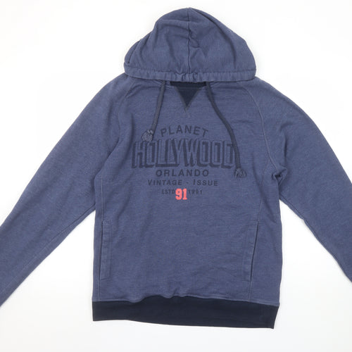 Planet Hollywood Men's Blue Pullover Hoodie L Vintage Logo Sweatshirt