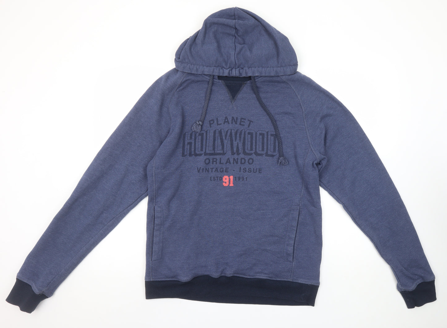 Planet Hollywood Men's Blue Pullover Hoodie L Vintage Logo Sweatshirt