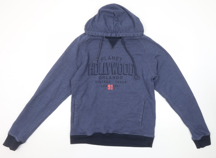 Planet Hollywood Men's Blue Pullover Hoodie L Vintage Logo Sweatshirt