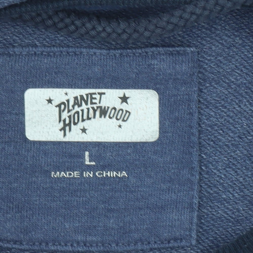 Planet Hollywood Men's Blue Pullover Hoodie L Vintage Logo Sweatshirt