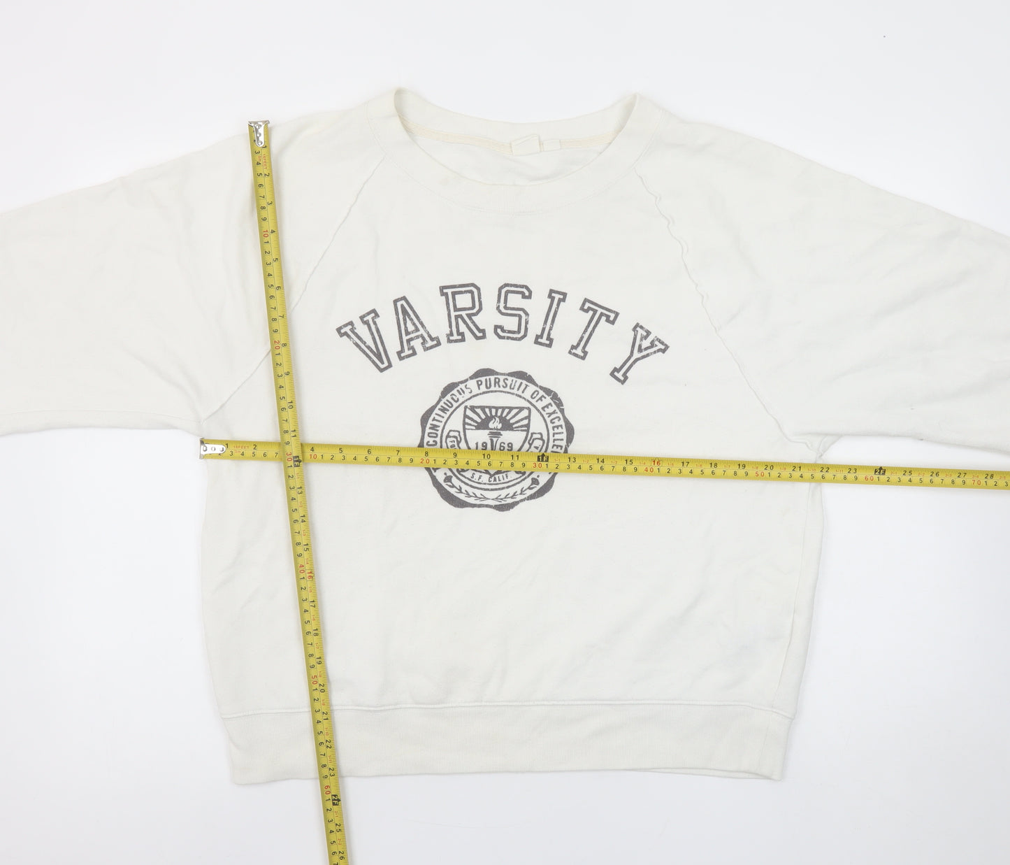 GAP Women’s Beige Varsity Pullover Sweatshirt M Cotton Blend