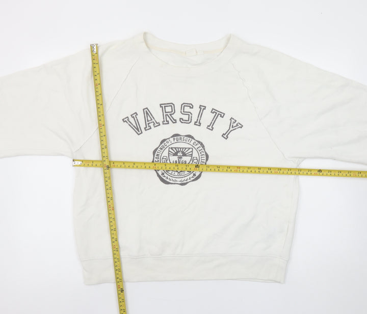 GAP Women’s Beige Varsity Pullover Sweatshirt M Cotton Blend
