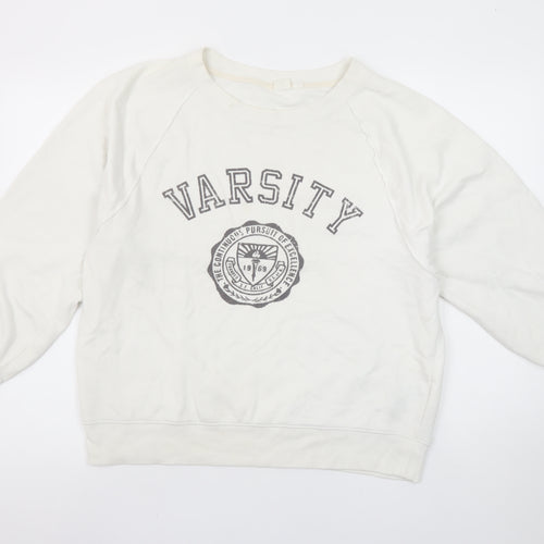 GAP Women’s Beige Varsity Pullover Sweatshirt M Cotton Blend