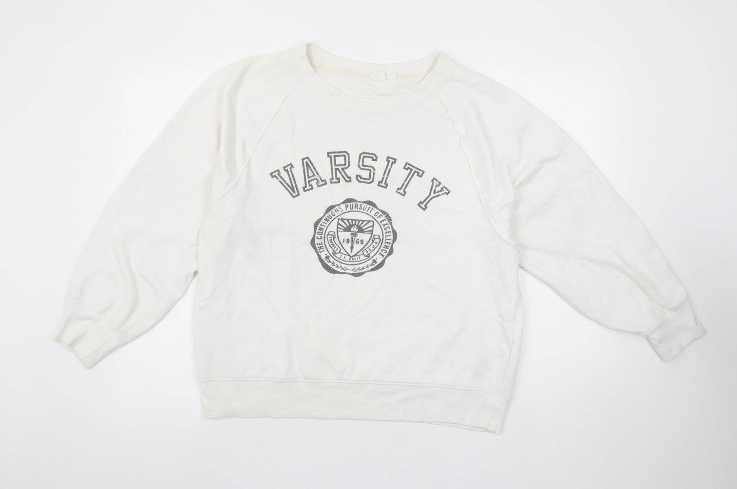GAP Women’s Beige Varsity Pullover Sweatshirt M Cotton Blend
