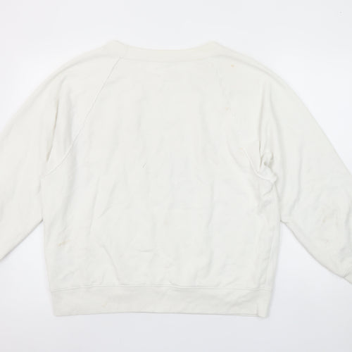 GAP Women’s Beige Varsity Pullover Sweatshirt M Cotton Blend