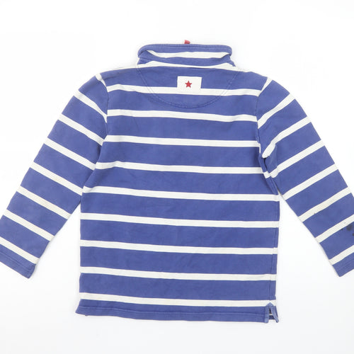 Joules Girls Blue Striped 1/2 Zip Sweatshirt 9-10 Years Cotton Nautical