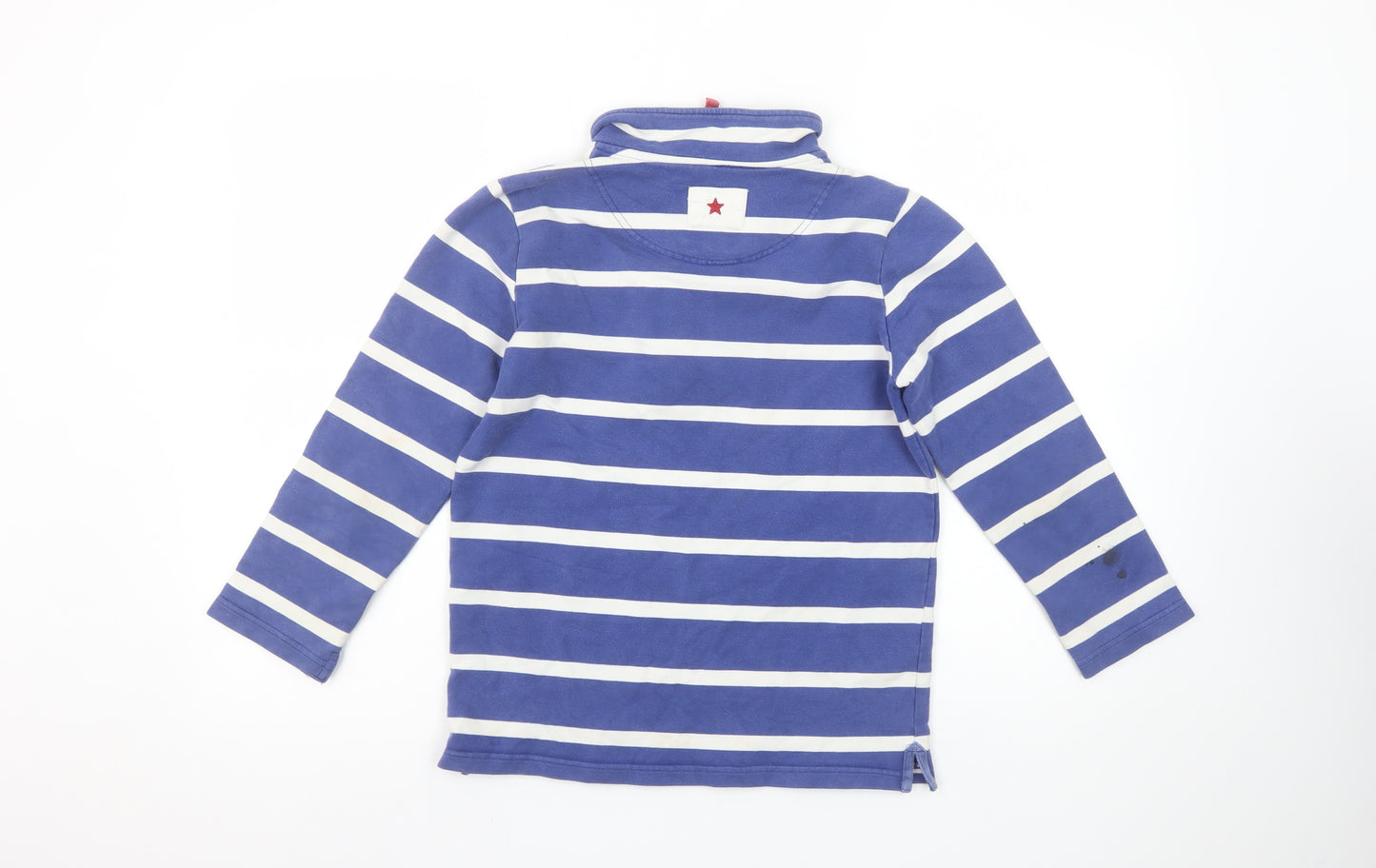 Joules Girls Blue Striped 1/2 Zip Sweatshirt 9-10 Years Cotton Nautical