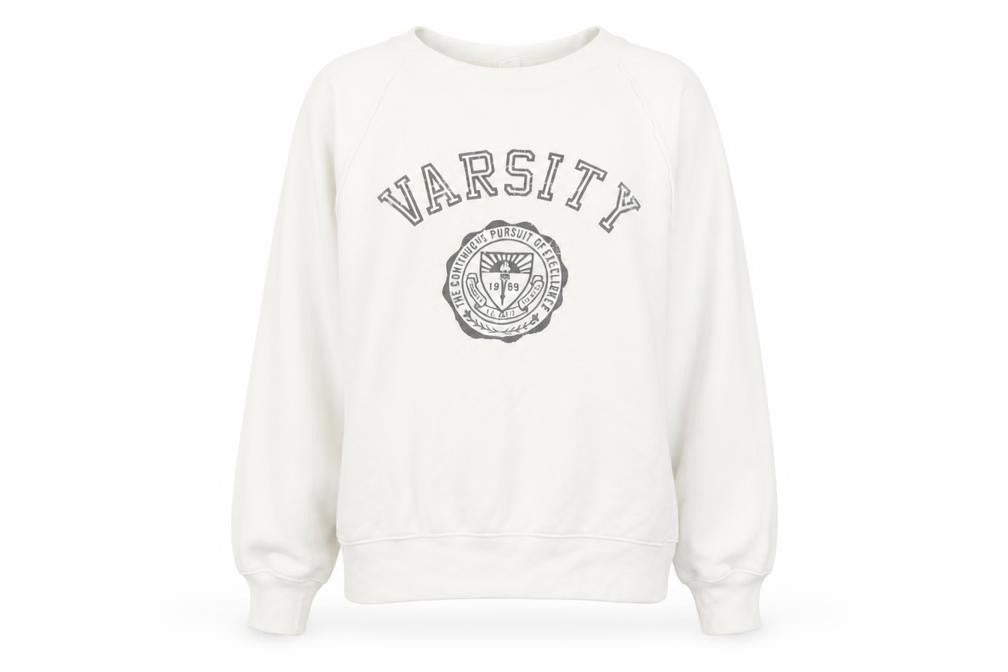 Gap Womens Ivory Varsity Logo Pullover Sweatshirt M