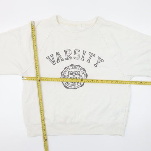 GAP Womens Ivory Varsity Logo Pullover Sweatshirt M