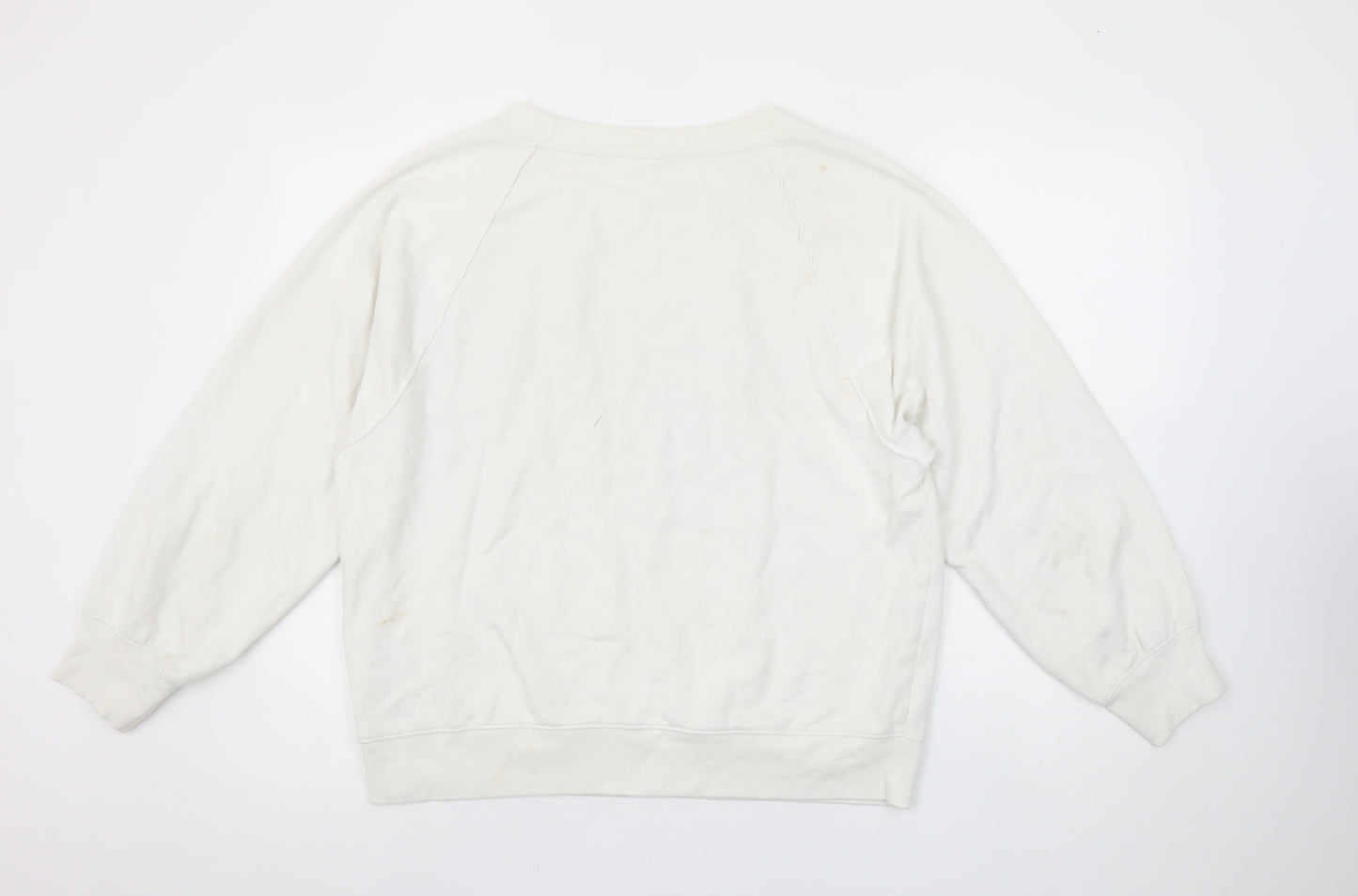 GAP Womens Ivory Varsity Logo Pullover Sweatshirt M