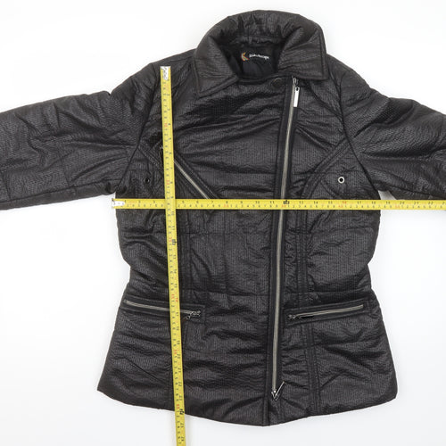 Kaleidoscope Womens Black Puffer Jacket UK 10 Lined Zip Mid-Length