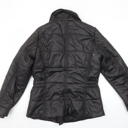 Kaleidoscope Womens Black Puffer Jacket UK 10 Lined Zip Mid-Length