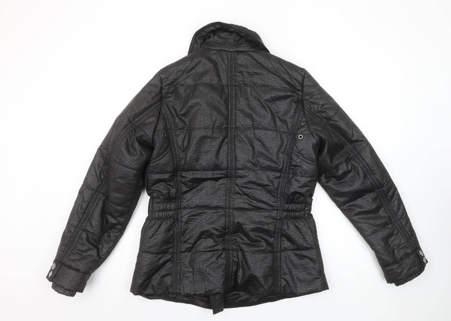 Kaleidoscope Womens Black Puffer Jacket UK 10 Lined Zip Mid-Length