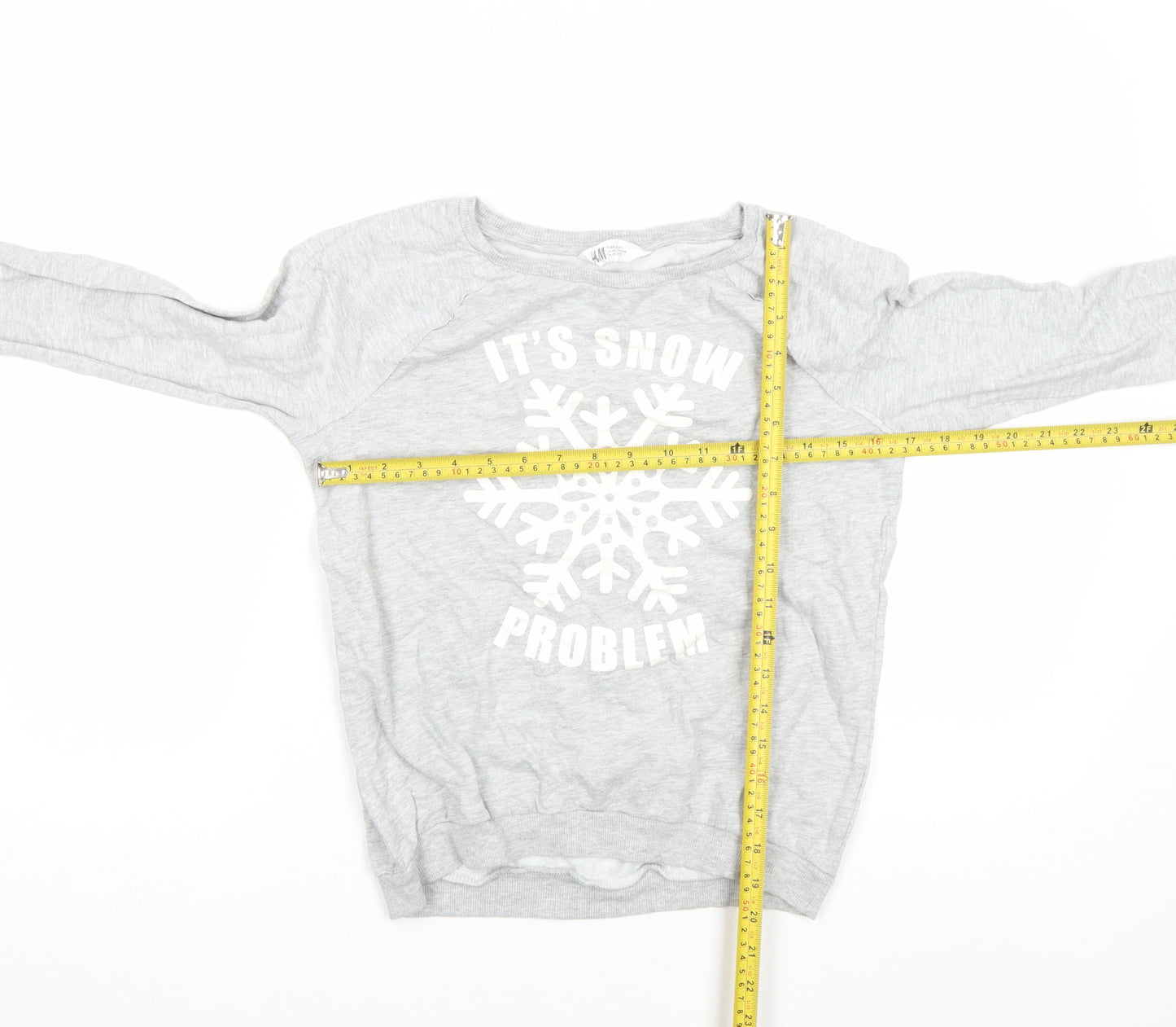 H&M Girls Grey 'It’s Snow Problem' Winter Pullover Sweatshirt Age 10 Years