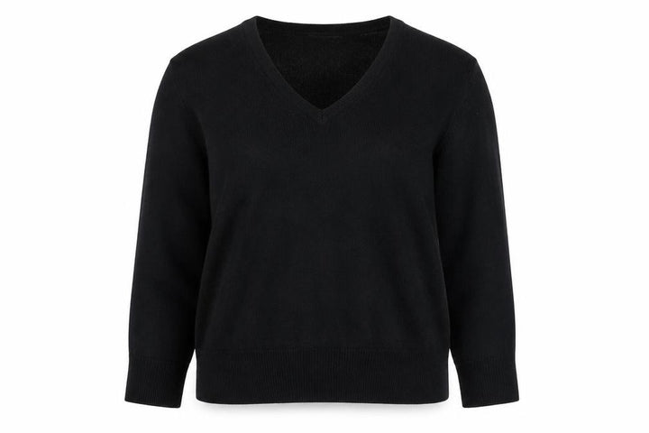 M&Co Womens Black V-Neck 3/4 Sleeve Knit Top Size M