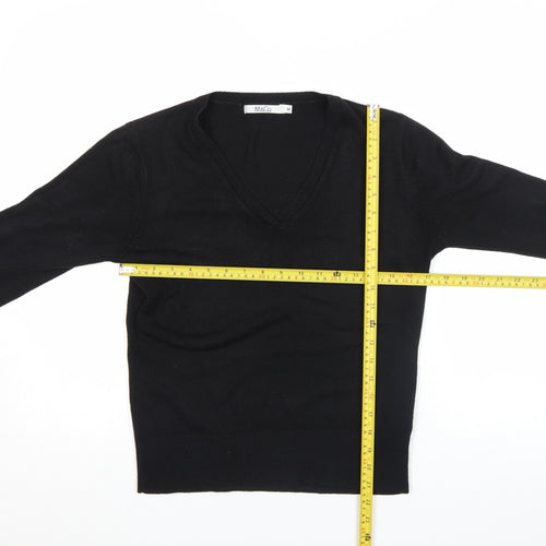 M&Co Womens Black V-Neck 3/4 Sleeve Knit Top Size M